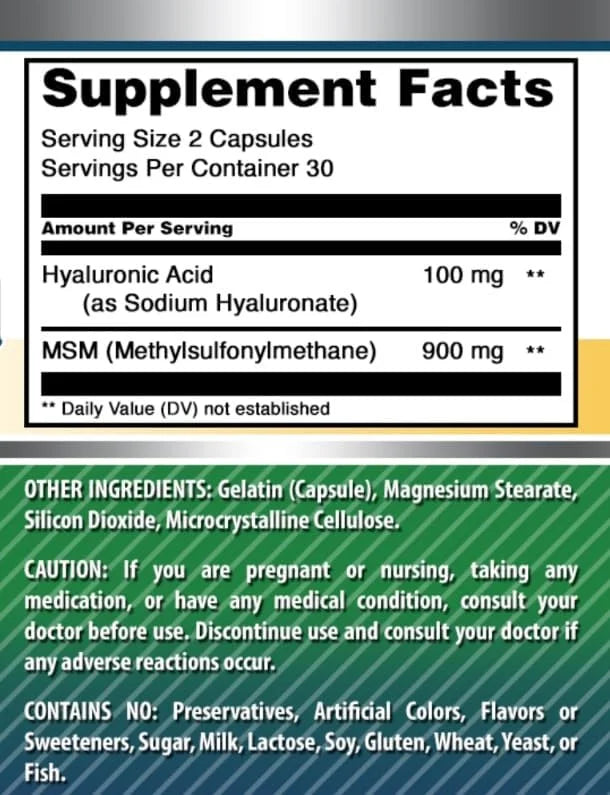 Amazing Formulas Hyaluronic Acid & MSM Supplement | 1000 Mg Per Serving | Capsules | Non-GMO | Gluten Free | Made in USA (...