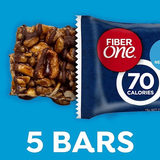 Fiber One 80 Calorie Chewy Bars, Chocolate Peanut Butter, Snack Bars, 5 Ct, 4.1 oz - Product Image
