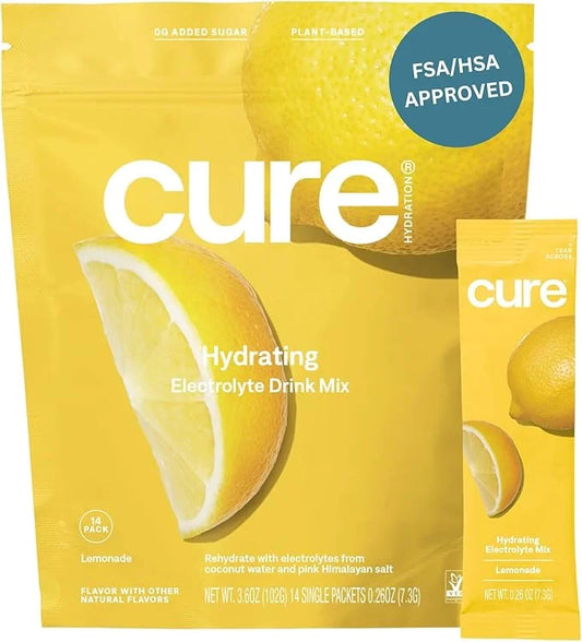 Cure Hydrating Plant Based Electrolyte Mix | Powder for Dehydration Relief | Made with Coconut Water | Non-GMO | No Added ...