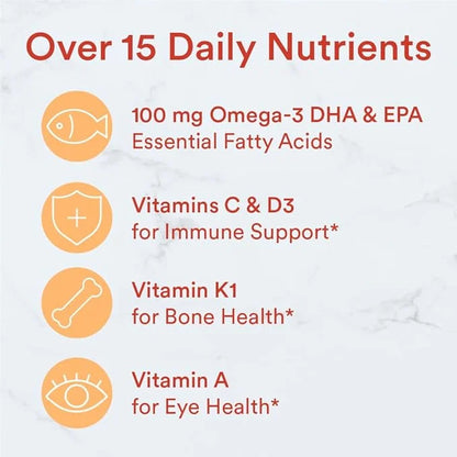 SmartyPants Kids Multivitamin Gummies: Omega 3 D3, C, B12, B6, B6, Vitamin 120 Count (30 Day