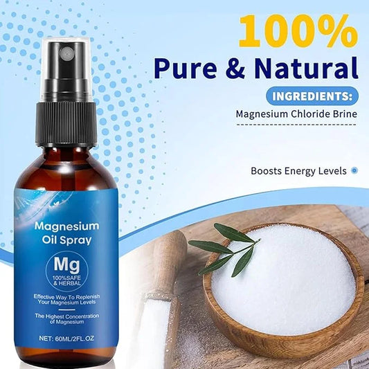 Magnesium Oil Spray, 100% Pure & Bottle|2 FL.OZ/60 FL.OZ/60 ML
