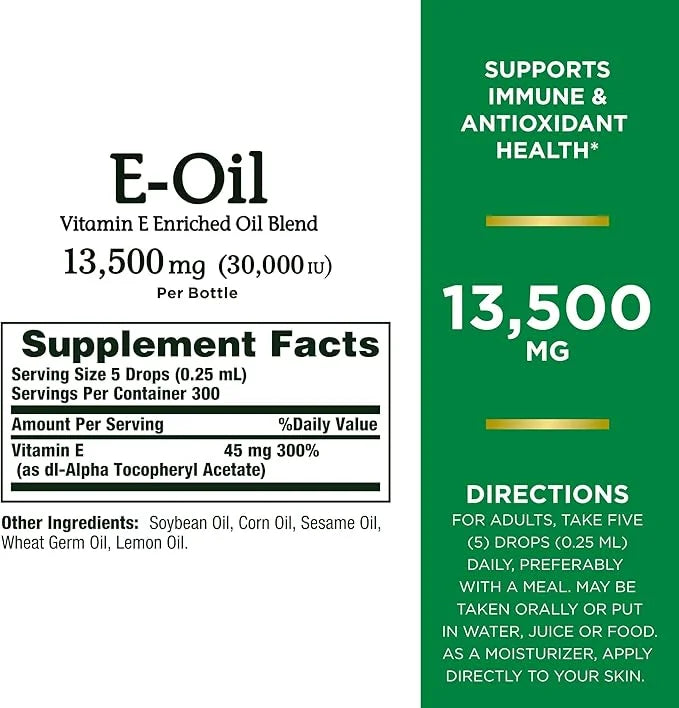 Nature’s Bounty Vitamin E Oil, Supports 30,000IU Vitamin 2.5 fl