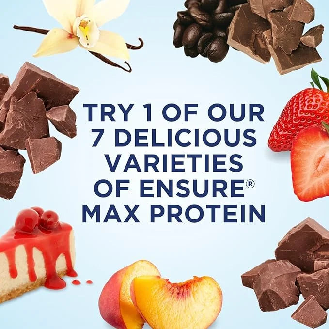 Ensure Max Protein Milk Chocolate with Caffeine Nutrition Shake | 30g Protein, 1g Sugar, 4g Fiber Blend | 12 Pack - Produc...