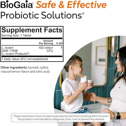 BioGaia Protectis Chewable Tablets for Toddlers, Kids, and Teens Occasional Stomach Pain, Constipation, Diarrhea, and Regu...