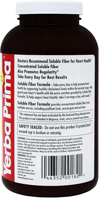 Yerba Prima Soluble Fiber Formula Powder, 12 Ounce