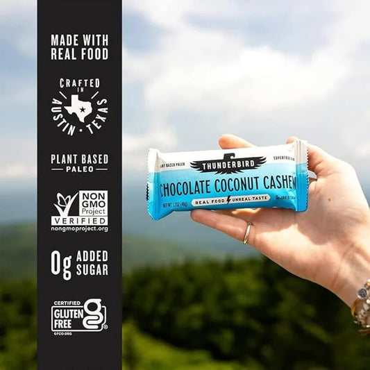 Thunderbird Bars Energy Snack, Gluten-Free with Protein, Healthy Real Food, Vegan Paleo Non-GMO, No Added Sugar, Variety F...