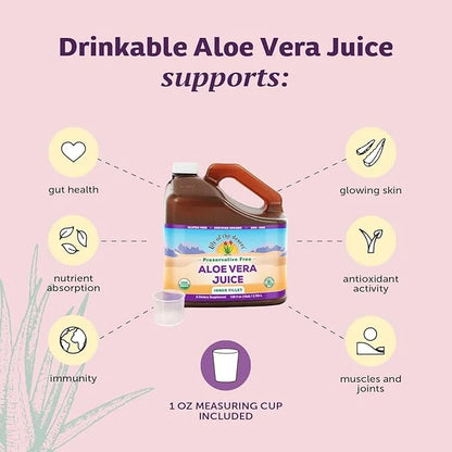 Lily of the Desert Aloe Vera Juice - Organic, Preservative-Free Inner Fillet Aloe Vera Drink with Natural Digestive Enzyme...