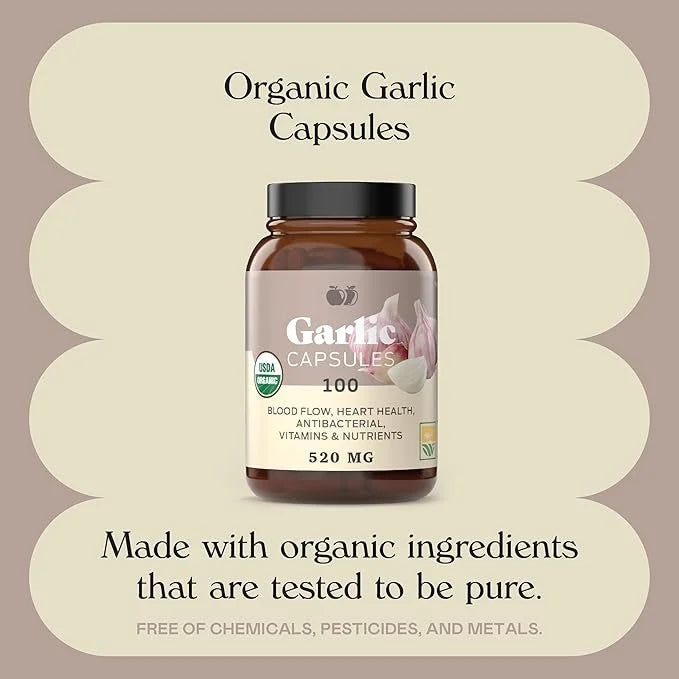 Complete Natural Products Organic Garlic Capsules 520mg Capsules 100 Count