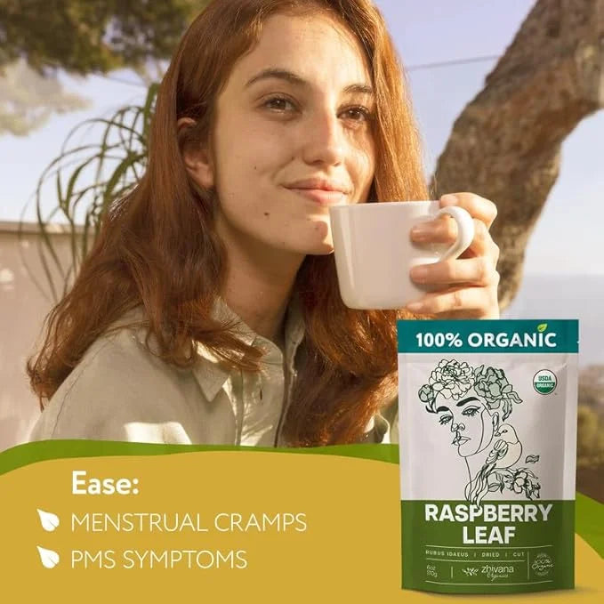Organic Red Raspberry Leaf Tea – Wild Raspberry Tea for for Pregnancy, Healthy Cycle, Menstrual Cramps – 6oz - Product Image
