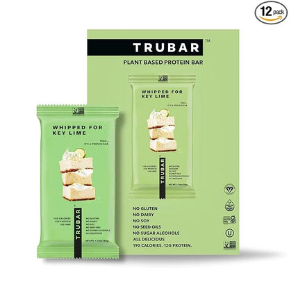 TRUBAR Vegan Protein Bar, Whipped for Key Lime, Gluten Free, Plant Based, High Fiber, Dairy Free, Low Fat, Non GMO, No Sug...