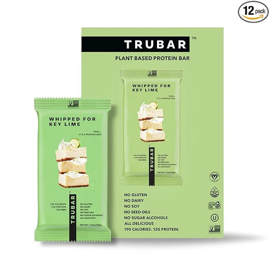 TRUBAR Vegan Protein Bar, Whipped for Key Lime, Gluten Free, Plant Based, High Fiber, Dairy Free, Low Fat, Non GMO, No Sug...
