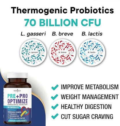 Pro Optimize Probiotics for Women, Menopause, 70 Billion CFU, Digestive Health - Relief for Bloating, Hot Flashes, Joint S...