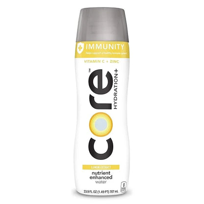 CORE Hydration+ Immunity, Lemon Extract Nutrient Enhanced Water with Vitamin C and Zinc, 23.9 Fl Oz Bottle (Pack of 12) - ...