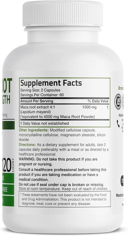 Bronson Maca Root Extra Lepidium Meyenii, 120 Vegetarian