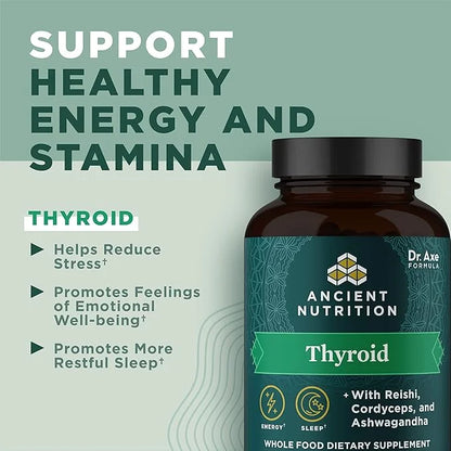 Thyroid Support Supplement with Ashwaghanda by Ancient Nutrition, Thyroid Capsules, Promotes Restful Sleep and Reduced Str...