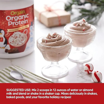 Orgain Organic Vegan Protein Powder, Peppermint 21g of 5g Prebiotic 1.02 lb