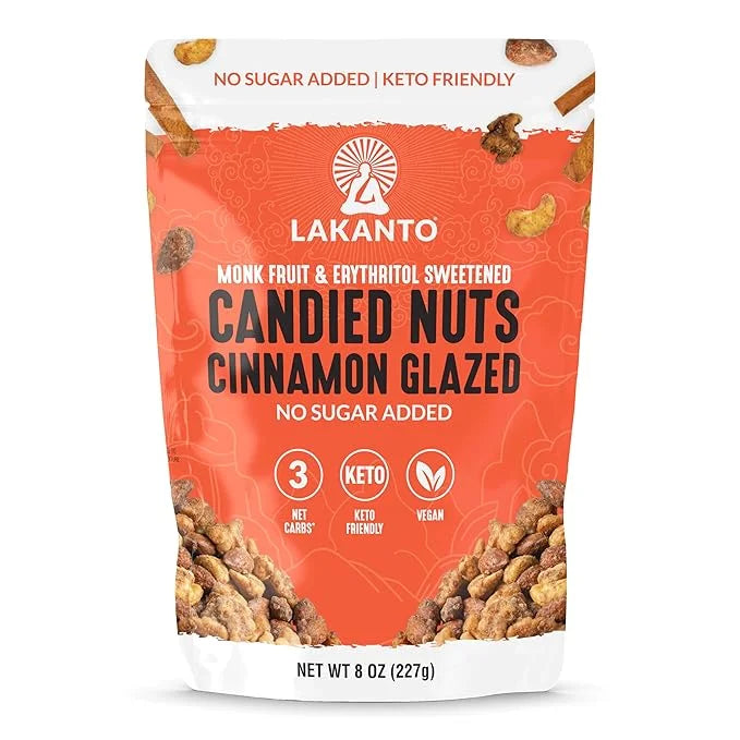 Lakanto Candied Nuts Cinnamon Glazed - No Sugar Added, Sweetened with Monk Fruit, 3 Net Carbs, Keto Diet Friendly, Vegan, ...