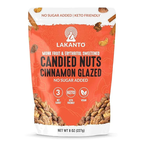 Lakanto Candied Nuts Cinnamon Glazed - No Sugar Added, Sweetened with Monk Fruit, 3 Net Carbs, Keto Diet Friendly, Vegan, ...