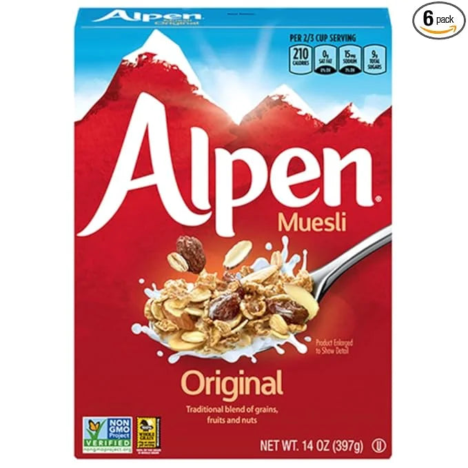 Alpen Original Muesli, Swiss Style Muesli Cereal, Whole Grain, Non-GMO Project Verified, Heart Healthy, Kosher, Vegan, 14 ...