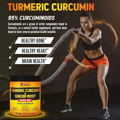 6 in 1 Turmeric Curcumin + 95% Curcuminoids, 13050mg, with 120 Capsules