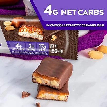 Atkins Endulge Chocolate Nutty Caramel Bar, Dessert Favorite, 2g Sugar, High in Fiber, Keto Friendly, 12 Count - Product I...