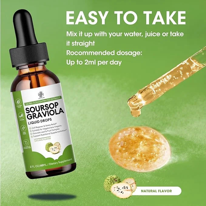 Soursop Graviola Liquid Drop for Cell Support & Regeneration, Immune System and Gut Health Support, Soursop Bitters Liquid...
