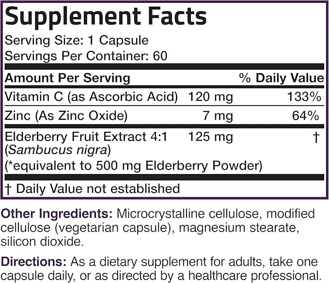 Bronson Sambucus Elderberry with Zinc & 60 Vegetarian