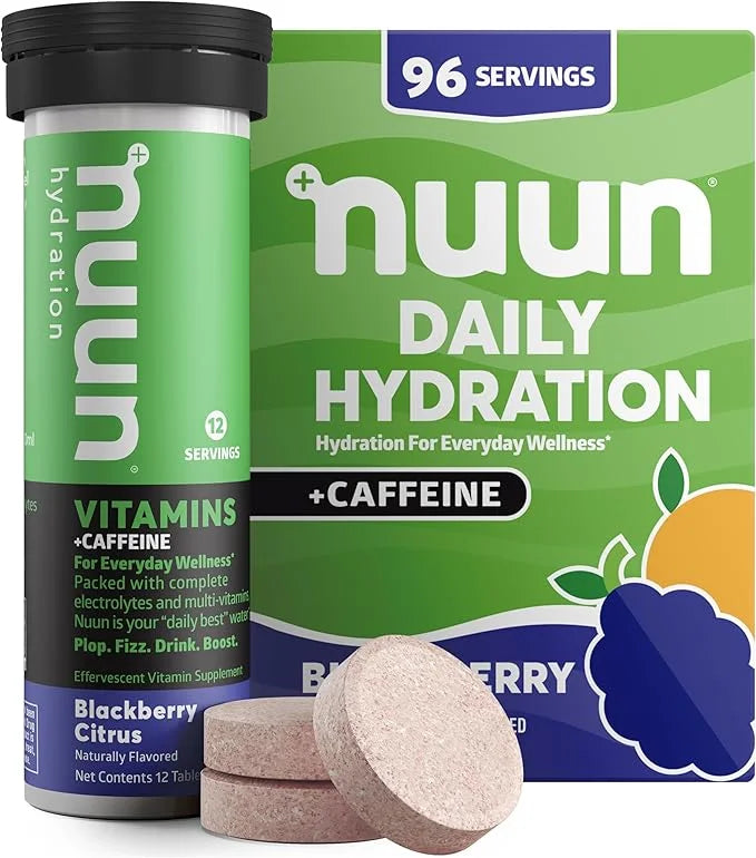 Nuun Hydration Vitamins Electrolyte Tablets + Caffeine, Blackberry Citrus, 5 Essential Electrolytes for Hydration + Vitami...