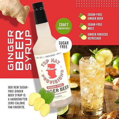 Top Hat Keto Sugar Free Diet Ginger Beer Syrup - Made with Organic Monk Fruit – Zero Sugar Ginger Syrup for Soda Makers - ...