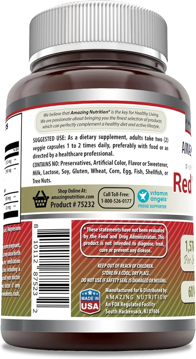 Amazing Formulas Red Yeast Rice Complex CoQ10, Alpha |1570 Mg 60 Veggie