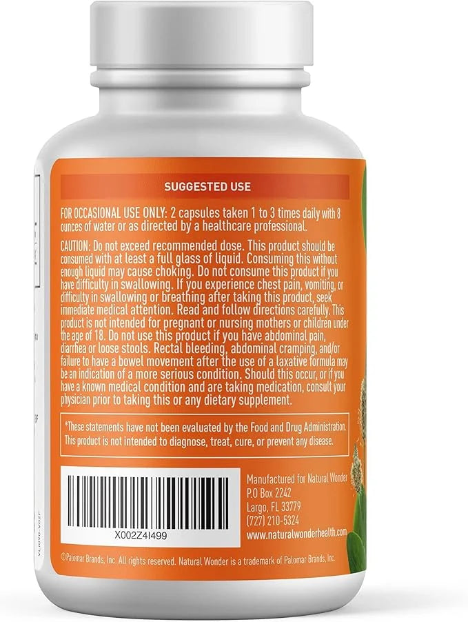 BodyLive Psyllium Husk Fiber Capsule Non-GMO 725mg, 240 240 Capsules (1450mg/serving, 120 120 Servings)