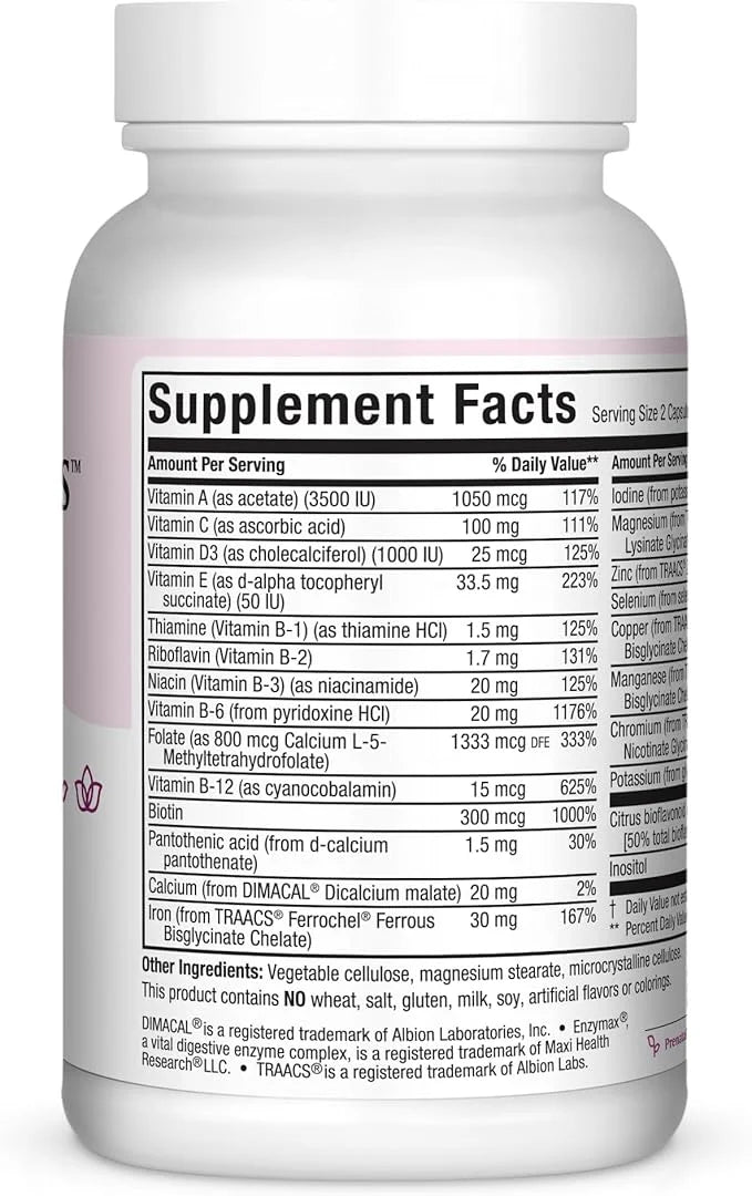 Maxi-Health Small Prenatal Capsules with Methyl Folate 60 Count