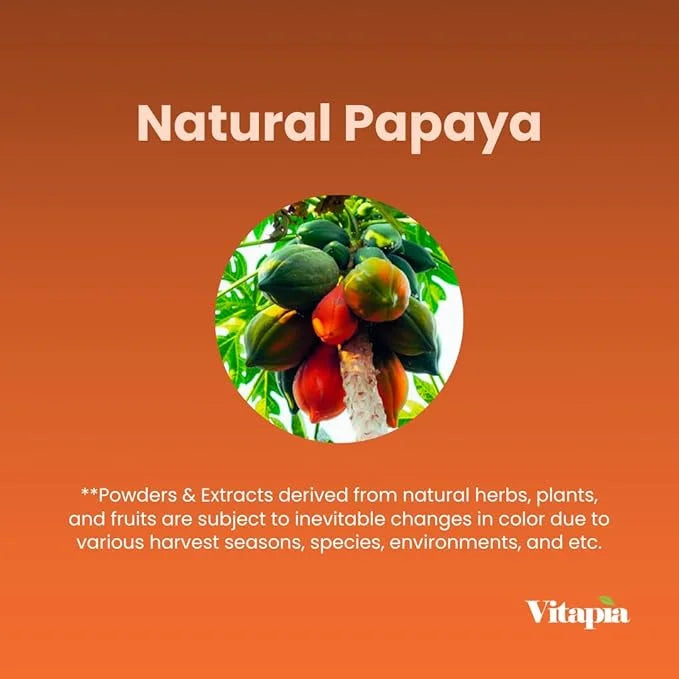 Papaya Fruit Enzyme Capsules for Digestion, 1500mg Organic 180 Veggie