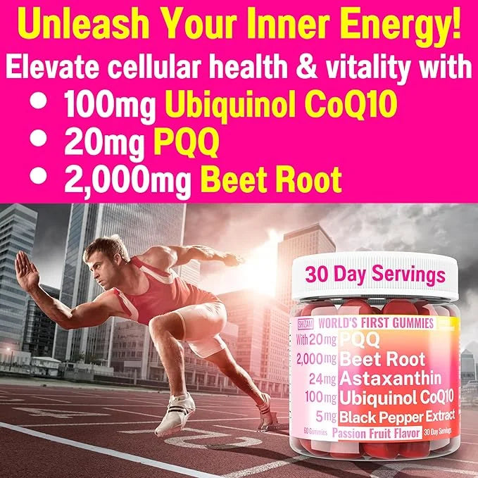 Ubiquinol CoQ10 PQQ Astaxanthin Beets Gummies, CQ-10 CO-Q10 CO-Q10 Q CO-10 CQ10 CQ10 C0Q10 C0Q10 Bioperine 20mg 40mg 40mg ...