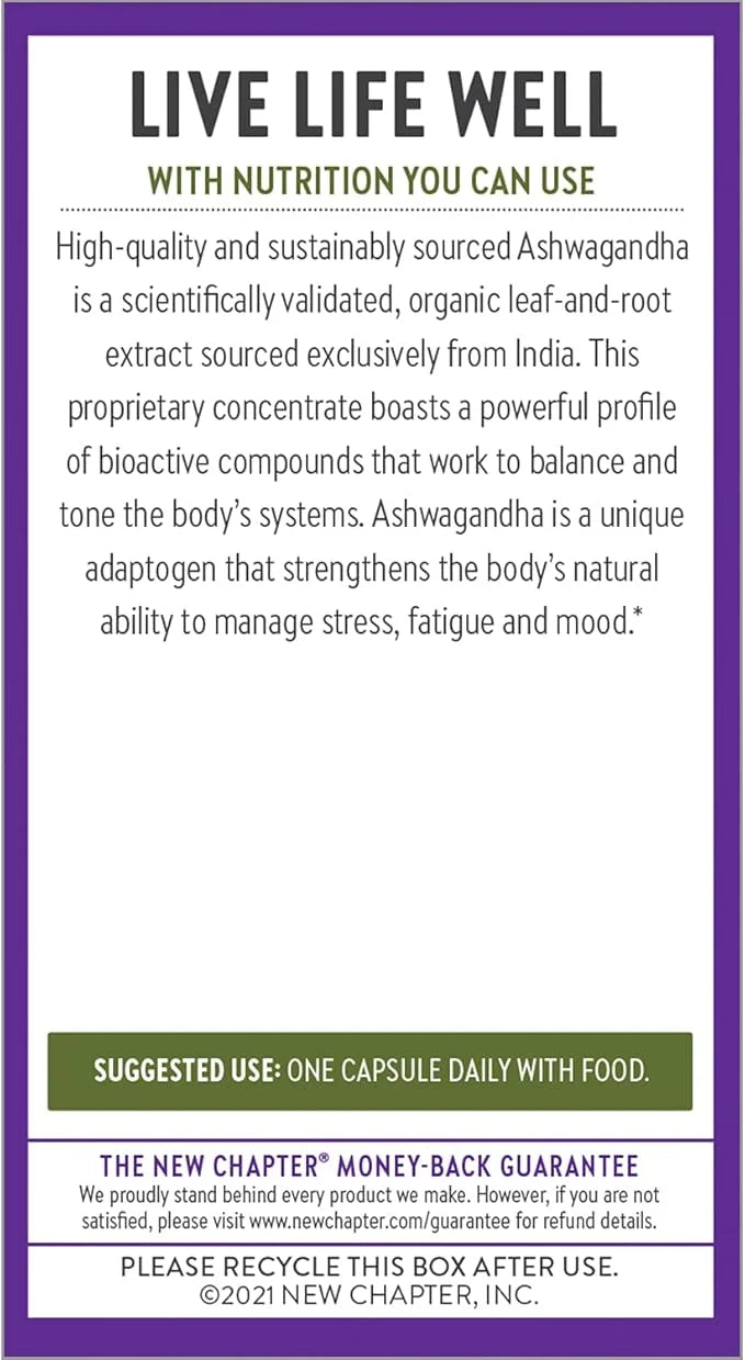 New Chapter Organic Ashwagandha Supplement, One 60 Count