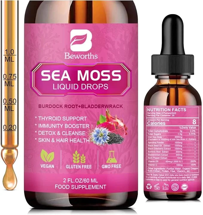 3000mg Sea Moss Liquid Drops D3, 6X 6X Stronger