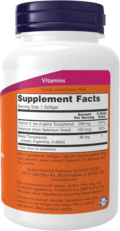NOW Supplements, Vitamin E-400 IU, Mixed 100 Softgels