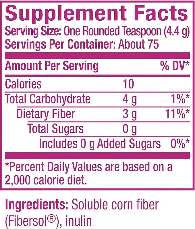 Metamucil Fiber Supplement, Unflavored Clear Mixing 75 teaspoons