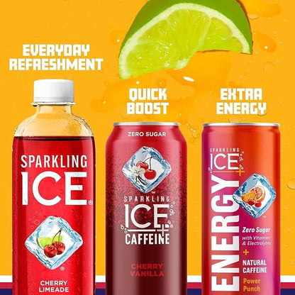 Sparkling Ice, Cherry Limeade Sparkling Water, Zero Sugar Flavored Water, with Vitamins and Antioxidants, Low Calorie Beve...