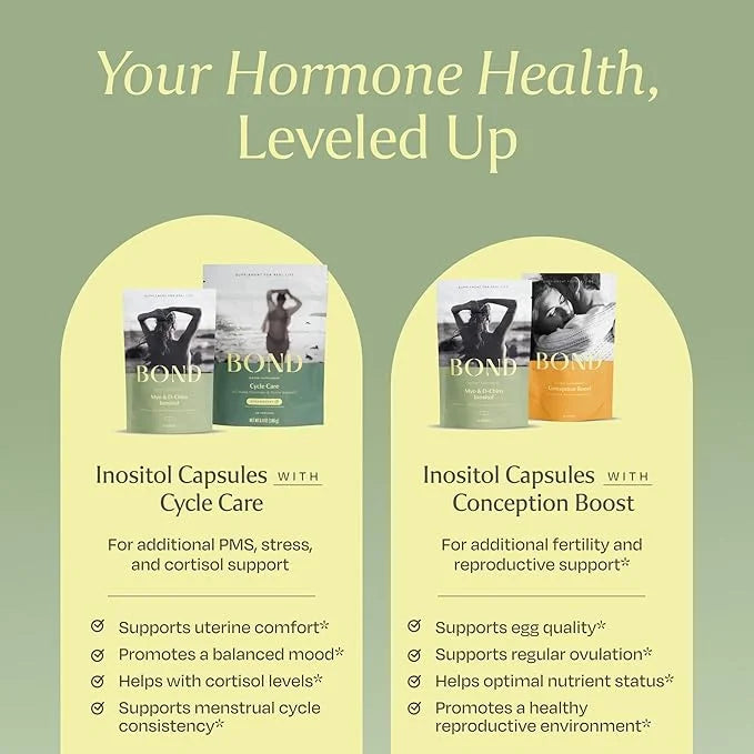 BOND Inositol Capsules: Myo-Inositol & D-Chiro Inositol Ovarian Support Vitamins, Menstrual Cycle Support, Hormone Balance...