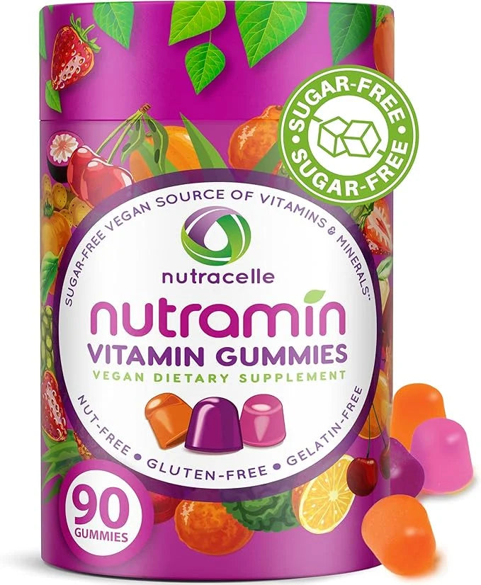 NUTRAMIN Daily Vegan Keto Multivitamin Gummies Non-GMO Natural Vitamin C, D + Zinc for Immunity, Plant-Based, Sugar-Free, ...
