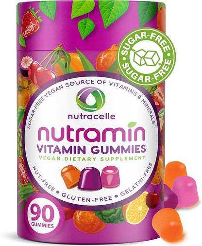 NUTRAMIN Daily Vegan Keto Multivitamin Gummies Non-GMO Natural Vitamin C, D + Zinc for Immunity, Plant-Based, Sugar-Free, ...