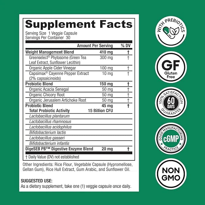 Physician's CHOICE Probiotics for Weight Management 6 Probiotic 30 CT