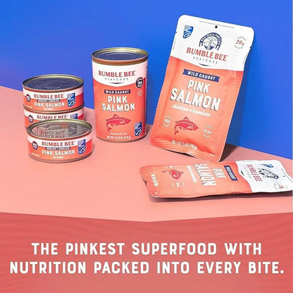 Bumble Bee Canned Pink Salmon, 14.75 oz Can - Premium Wild Caught Salmon with Skin & Bones - 18g Protein per Serving - MSC...