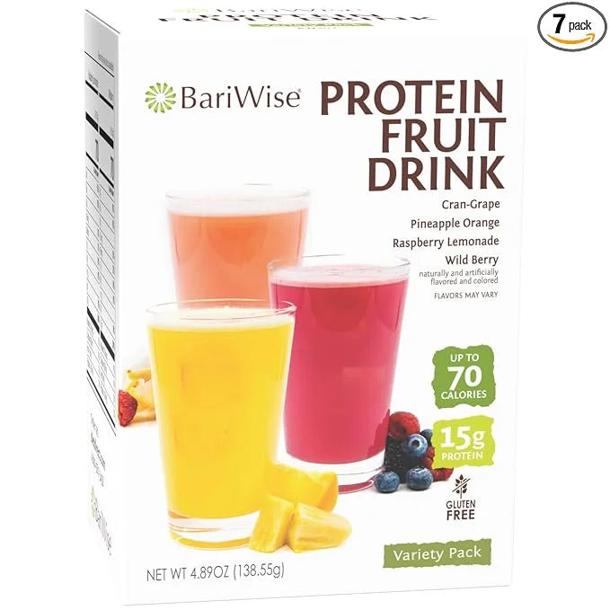 BariWise Protein Fruit Drink, Variety Pack, No Sugar, No Fat, Gluten Free, Low Carb (7ct) - Product Image