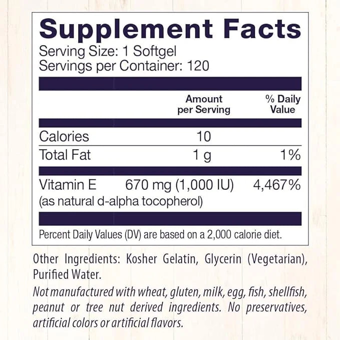 Healthy Origins Vitamin E, 1,000 IU 120 Softgels