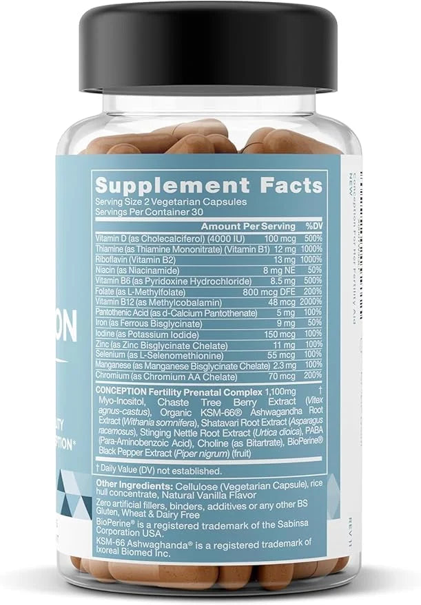 Conception Fertility Supplements for Women – Aids Ovulation, Hormonal Balance, & Regular Cycles – Prenatal Vitamin Support...