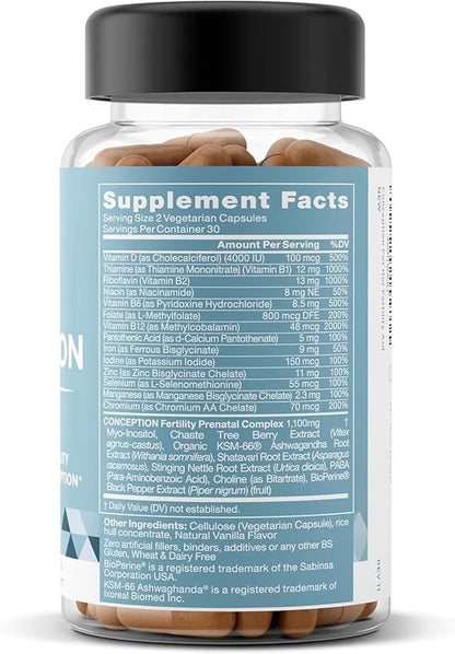 Conception Fertility Supplements for Women – Aids Ovulation, Hormonal Balance, & Regular Cycles – Prenatal Vitamin Support...