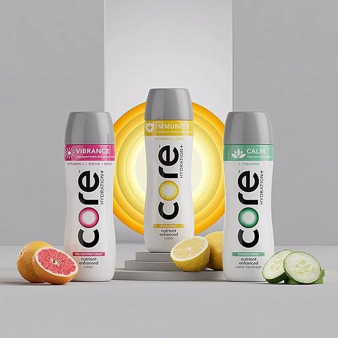 CORE Hydration+ Vibrance, Pink Grapefruit Extract Nutrient Enhanced Water with Vitamin C, Biotin and Zinc, 23.9 Fl Oz Bott...