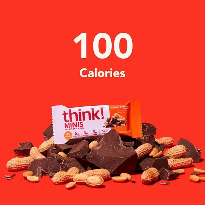 think! Minis Protein Snack Bar, Gluten Free, Chunky Chocolate Peanut, 15 Count - Product Image